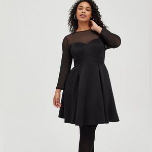 Torrid Mini Scuba Illusion Neck Black Party Dress women’s plus size 1X